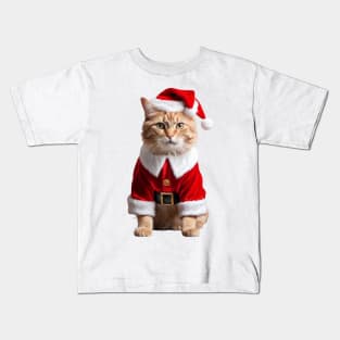 Funny Ugly Christmas Sweater Santa Claus Kitty Cat Kids T-Shirt